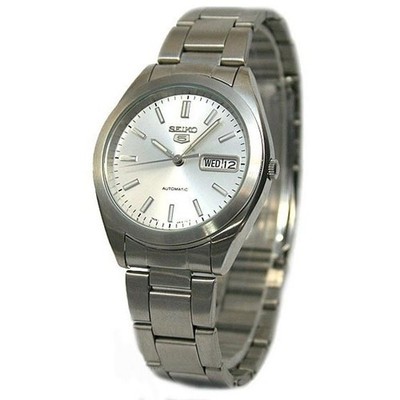 Seiko 5 Automatic snx993 snx993K1 Day Date Silver Dial Steel Watch