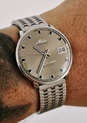 MIDO Ocean Star Chronometer JUMBO 37.5mm 1965 FULL SET Vintage Swiss NSA Bracele