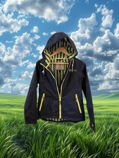 Jack Murphy Women’s Malvern Waterproof Coat in Navy blue & Lime Stripes Size 10