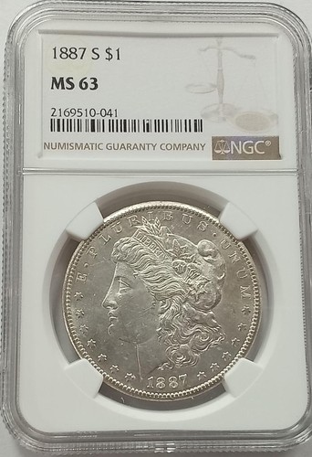 Dólar de plata Morgan 1887-S NGC MS 63