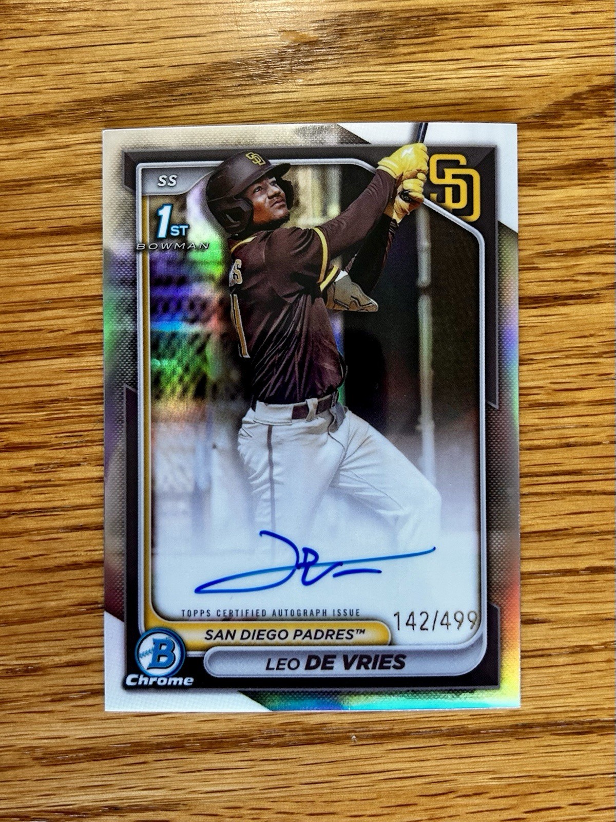 2024 Leo De Vries 1st Bowman Chrome Refractor Auto /499 CPA-LD💫