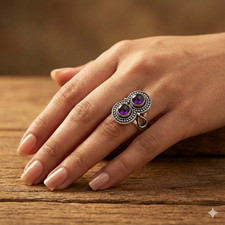 Purple Amethyst Gemstone 925 Sterling Silver Jewelry All Size Ring For Gift