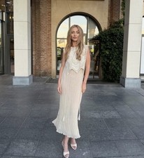 ZARA NWT  COMBINATION DRESS WITH DETACHABLE OVERLAY ECRU | 7521/051 SIZE L