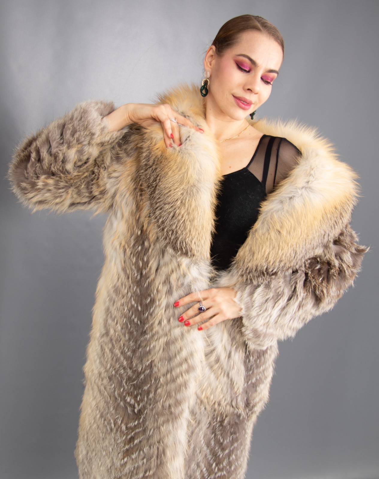 18262 NEW GORGEOUS REAL SAGA FURS GOLDEN ISLAND FOX COAT JACKET BEAUTIFUL SIZE M image 2