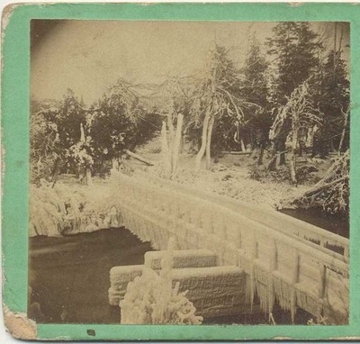 Icy Bridge in Winter Landscape, c1870, Niagara Falls, New York, Nature