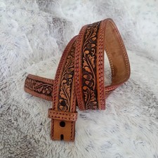 Vintage Acorn Unisex 40" Belt Southwestern Oakleaf Tooled Leather Hand Made