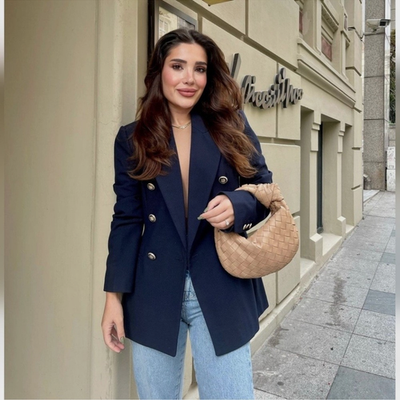 NWT ZARA NAVY BLUE TAILORED DOUBLE-BREASTED BLAZER, SZ XL | eBay