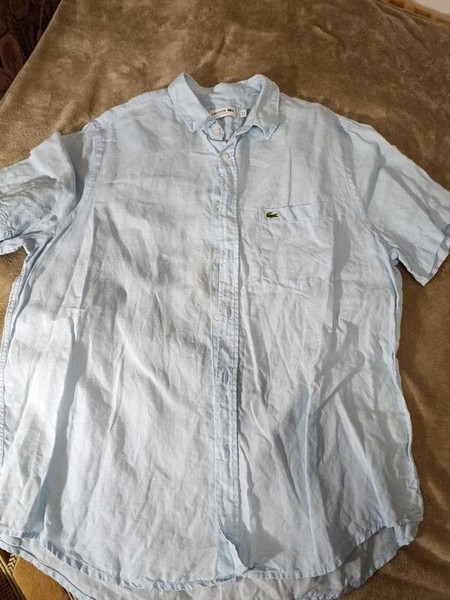 Men Lacoste Shirt Blue Linen 42 / XL / 50