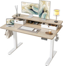 Standing Desk with Two Drawers, Stand up Standing Desk Adjustable Height, Electr
