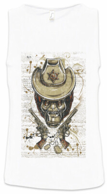 Ape Sheriff Herren Tank Top Western Fun Seven Point Star Saloon Cowboy Hat Badge