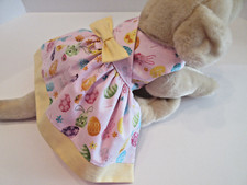 Dog harness dress Easter pink yellow chicks eggs handmade xxs