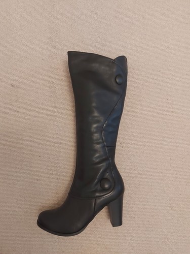 HUSH PUPPIES Black Leather Boots Size 6 Unused Heel - Picture 10 of 10