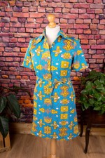 %SALE% Vintage 60er Stretch Kleid blau 8bit M...