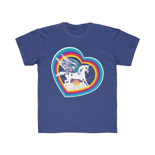 Unicorn Magic Heart Rainbow Kids T-Shirt / Fairy Wings, Fairytale Story Kingdom - Picture 50 of 58