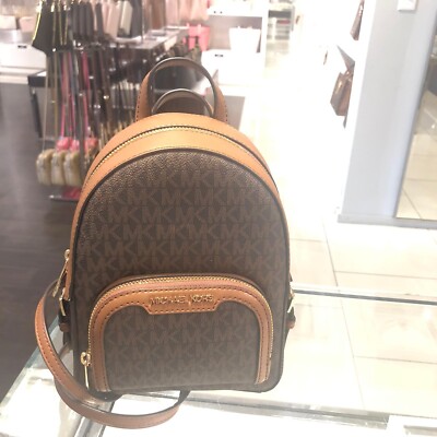 Michael Kors Jaycee Extra Small Zip Pocket Backpack Bag Brown MK