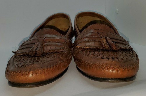 Giorgio Brutini Le Glove10.5 D Brown Leather Woven Tassel Loafer Shoe - Picture 10 of 10