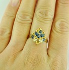 1.05 ct 14k Yellow Gold Laies Natural Pear Blue Sapphire Diamond Ring Cocktail  — photo 3