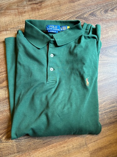 Neu ohne Etikett Herren Polo RALPH LAUREN klassisch WEICHE BAUMWOLLE LANGARM POLOSHIRT XL GRÜN