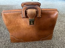 Vintage brown Top Grain Cowhide Large Leather Briefcase Presto Combination Lock