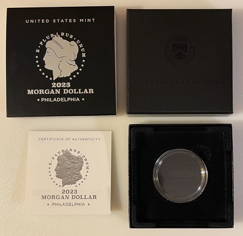 2023-(P) Morgan Silver Dollar / COA /  BOX / SLEEVE / CAPSULE ONLY **NO COIN** - Foto 1 di 2