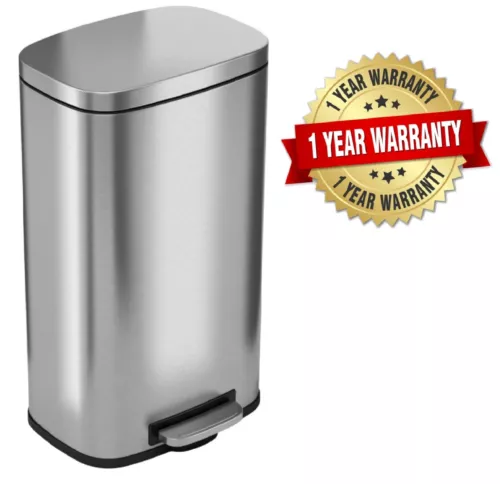 iTouchless SoftStep 8 Gallon Stainless Steel Step Trash Can, 30 Liter