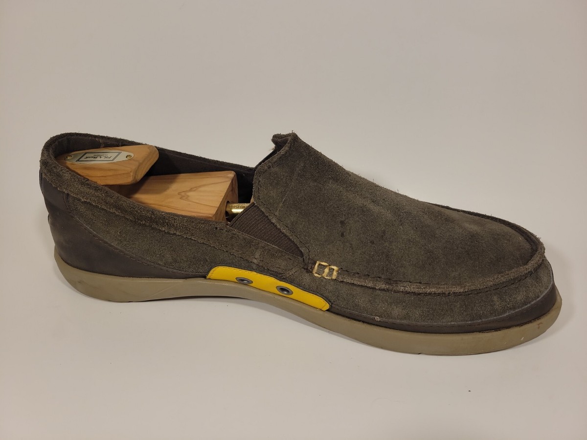 Crocs Mens 12 M Brown Suede Leather Moc Toe Slip On Loafer  display picture 1