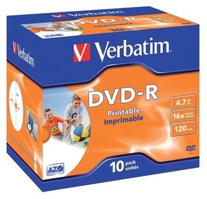 Verbatim-DVD-R-4-7GB-16x-Speed-120min-Inkjet-Printable-AZO-Jewel-Pack-10
