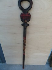 Vintage Wood Cane Hand Carved Front Face Walking Stick African Art