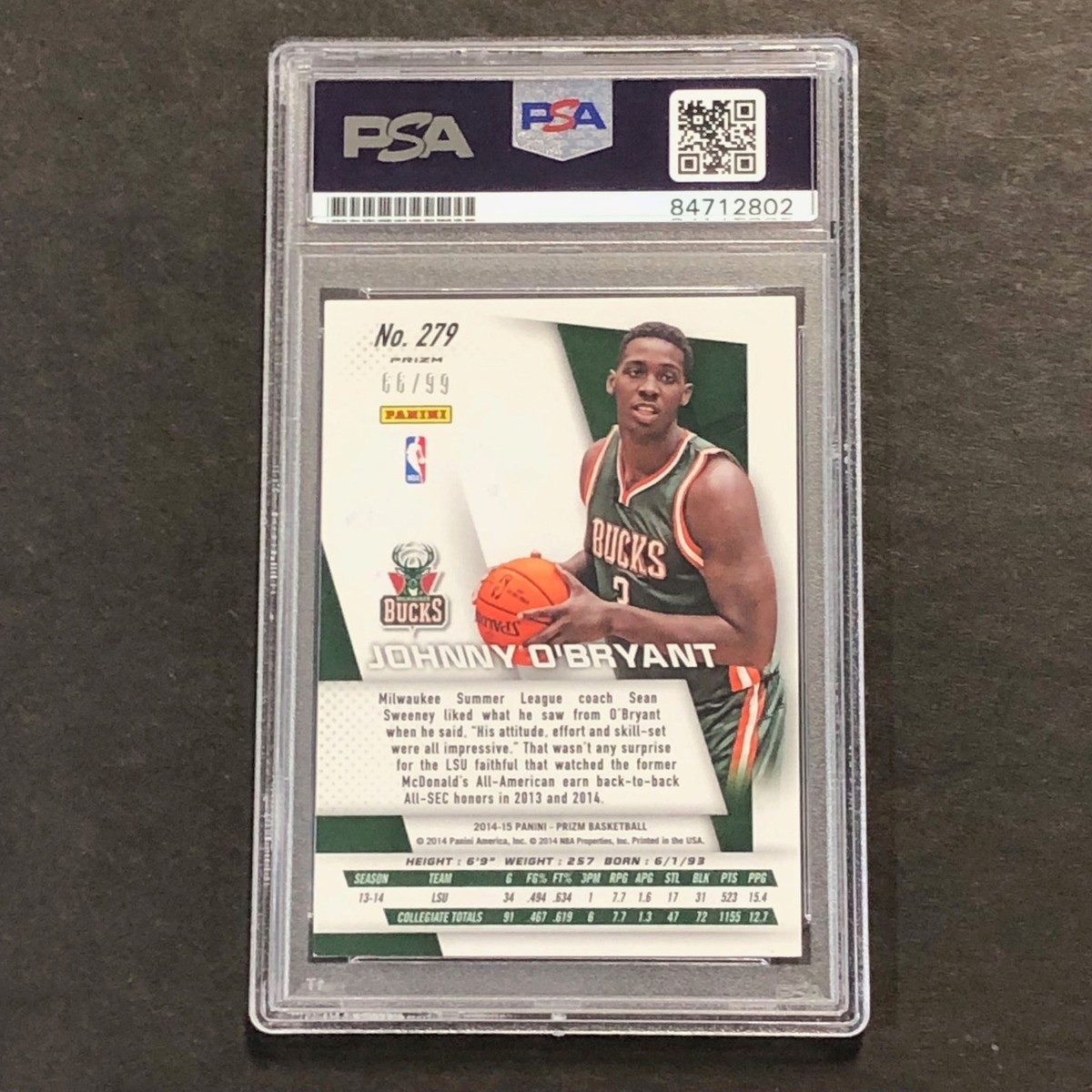 2014-15 Panini Prizm #279 Johnny O'Bryant Signed Card AUTO PSA/DNA