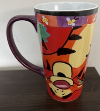 The Disney Store Tall Mug 20oz Tigger Pooh Piglet Balloons Bees Purple Scribble