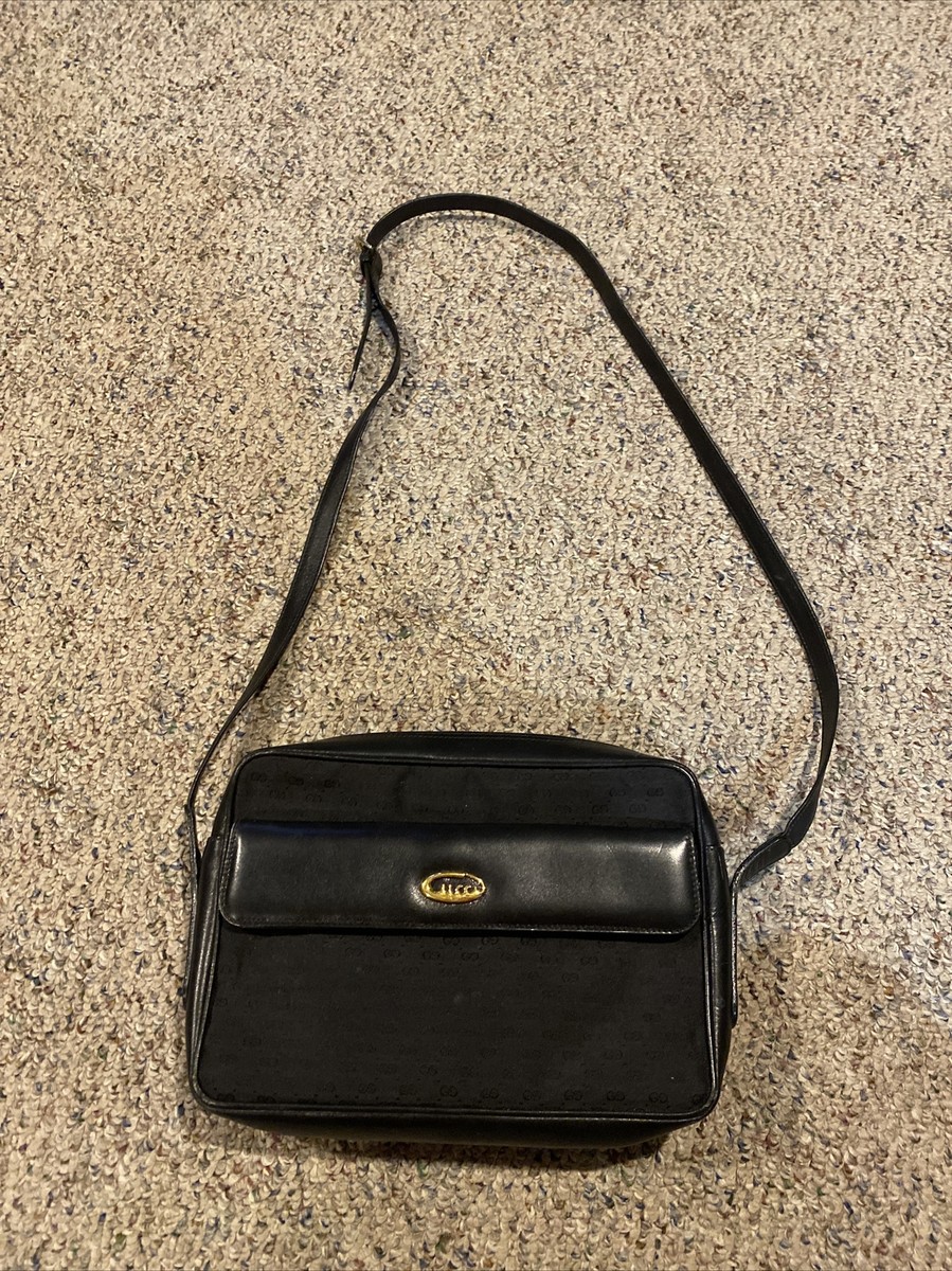 Authentic Vintage GUCCI Monogram Black GG Canvas Leather