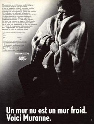 1969 Muranne: Un Mur Nu Est Un Mur Froid Voici Muranne Vintage Print Ad