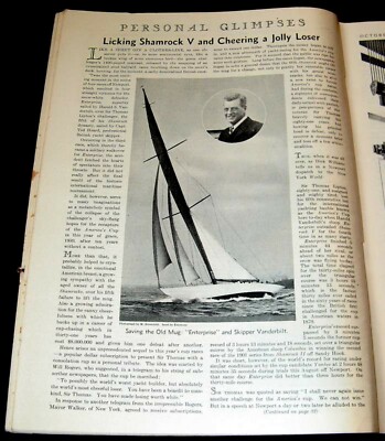 AMERICA S CUP 1930 ENTERPRISE HAROLD VANDERBILT vs SHAMROCK SAILING PICTORIAL