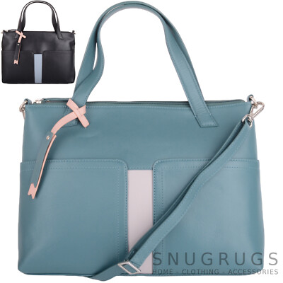 Damen Frauen Premium weiches Echtleder Doppel Beuteltasche Stil Schulter Handtasche
