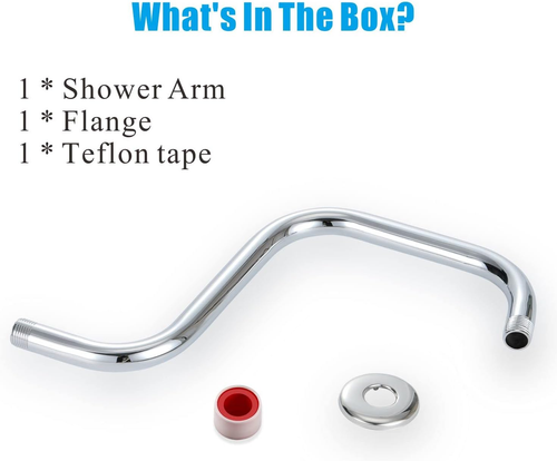 13 Inch Shower Head Extension Arm with Flange, S Shaped Shower head Riser Pipe - Picture 4 of 12