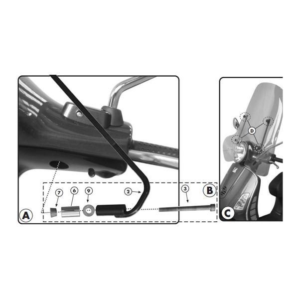 Givi windscreen fitting kit Piaggio Vespa GTS 125 Super 2008-2022