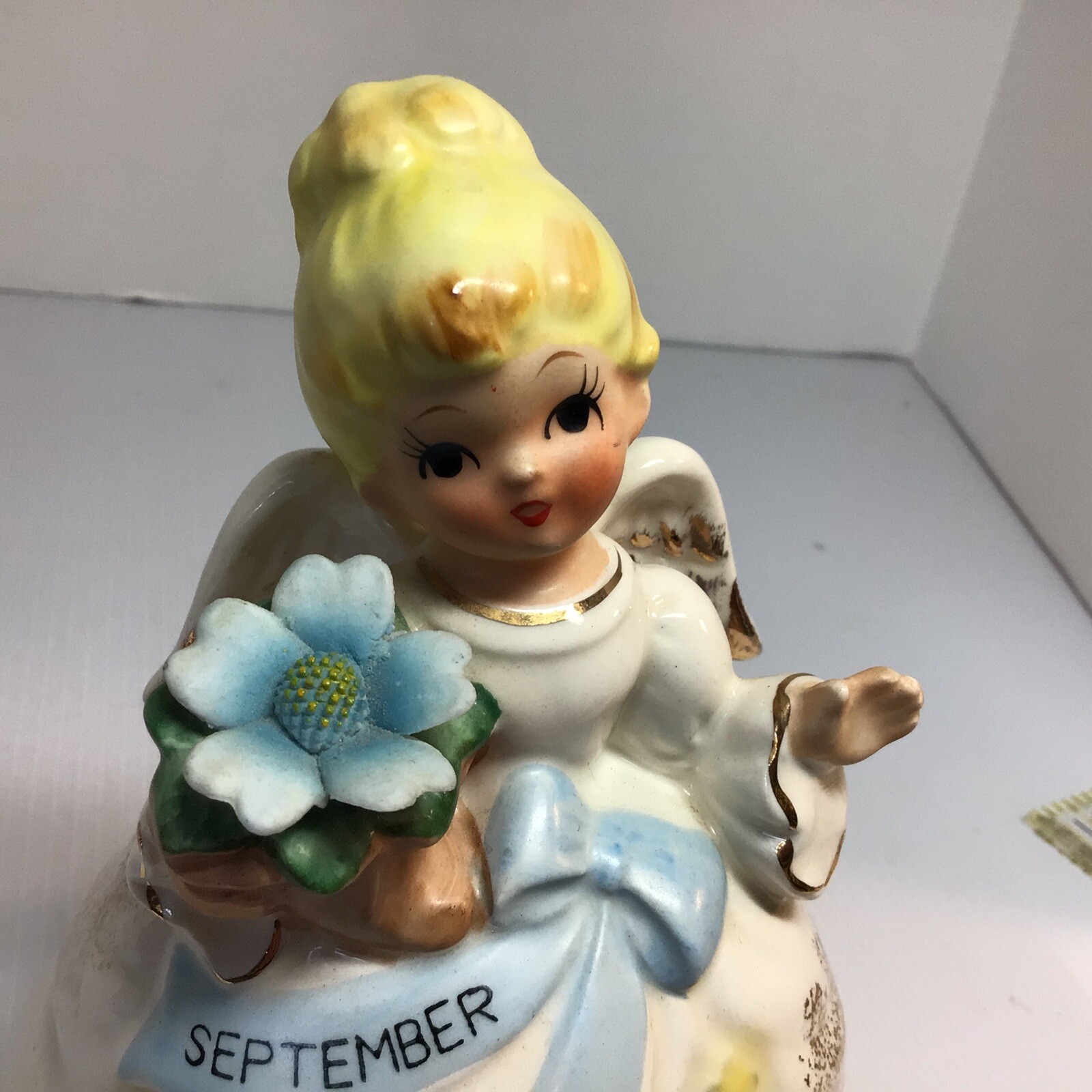 Vintage September Porcelain Angel Music Box Figurine eBay