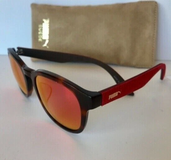 NUEVO Gafas de sol Puma estilo gamuza rojo habana nuevas en bolsa/estuche blando Foto 2 de 4