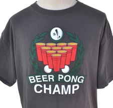 Beer Pong Champ Crest Mens T-shirt size 2XL Brooklyn Factory 2007 Drunk Sports