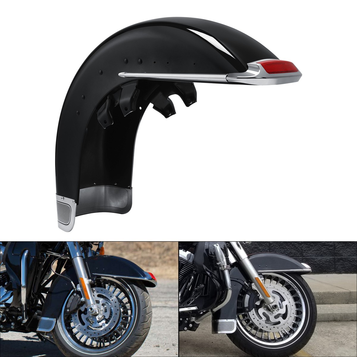 Vivid Black Front Fender Fit For Harley Touring Electra Glide Road