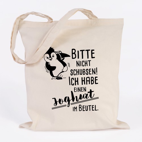 EZYshirt® Baumwoll-Stoffbeutel „Bitte Nicht Schubsen Ich Bin Schon Leicht Angetüdelt“ – 12 Liter, 46 X 37 Cm