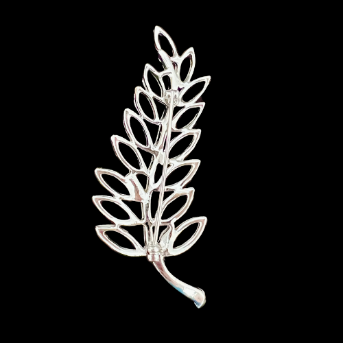 Vintage 80’s Silver Plated Textured Leaf Brooch - Foto 4 di 4