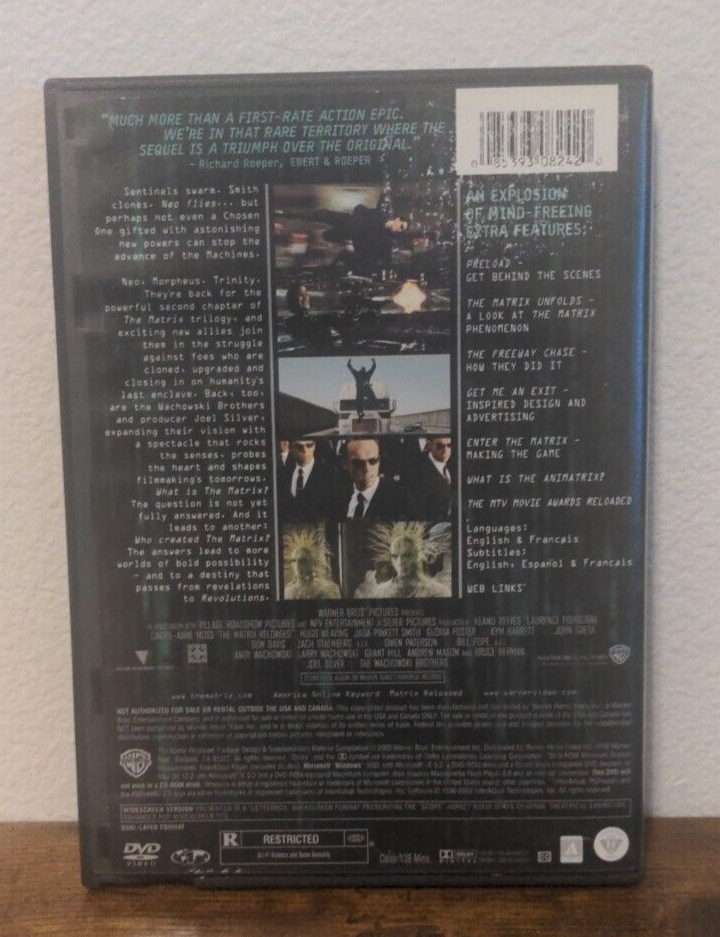 The Matrix Reloaded (DVD, 2003, 2Disc Set, R, 138 minutes, Widescreen