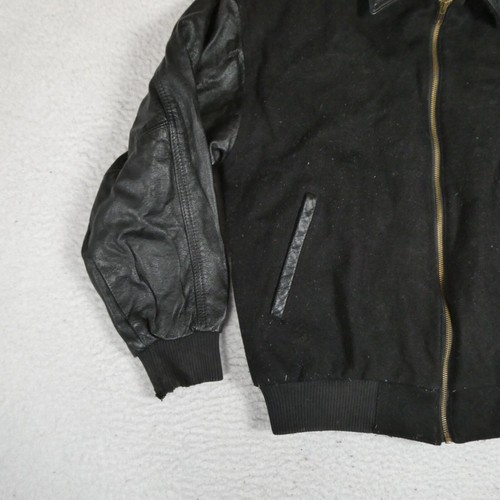 Vintage ID Wear International Jacke Herren Gr. M Schwarz Leder Varsity Letterman - Bild 2 von 16