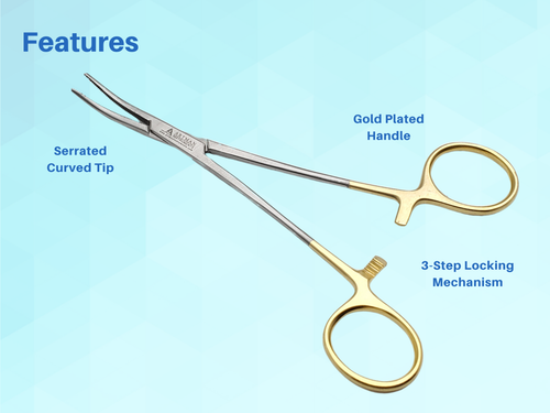 Artery Forceps 6" Curved Hemostat Mosquitoes Gold Plated Handle Set of 3 ARTMAN - Picture 3 of 10
