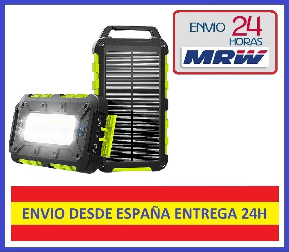 Cargador Solar 20000 mAh Carga Rapida LInterna LED y puertos USB ¡Envio Gratis!