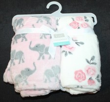 New girls HUDSON BABY 2 pack of baby luxury blankets 30" X 36"