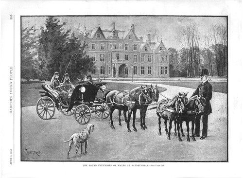 YOUNG PRINCESS OF WALES AT SANDRINGHAM.1885 11" x 8" HARPER'S ENGRAVING PRINT