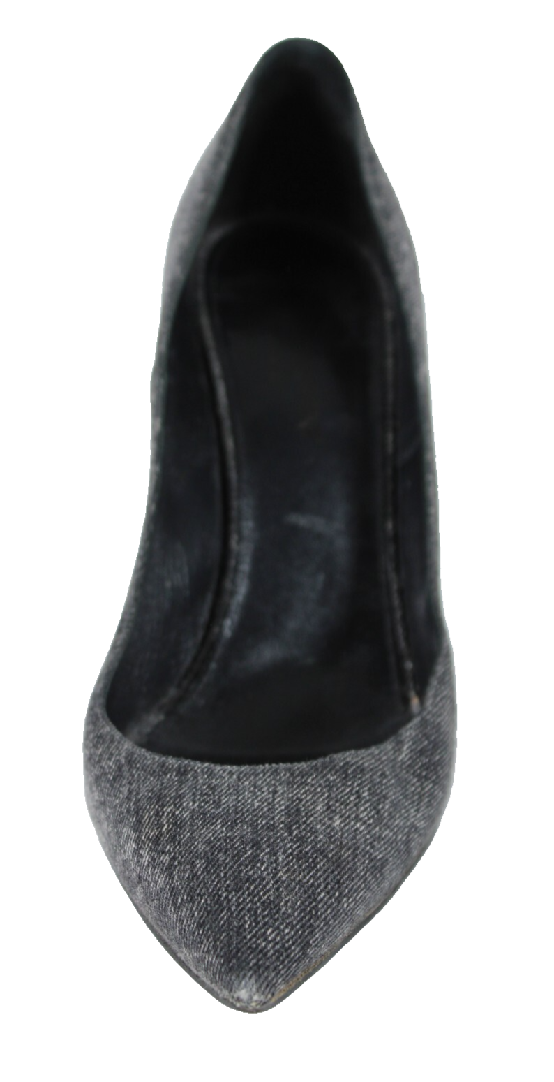 SAINT LAURENT decolte tacco a spillo grigio antracite denim a punta 39