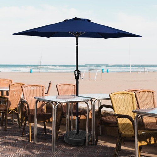 7.5ft Umbrella Outdoor with Push Button Tilt/Crank for Market Dark Blue 2 Pack - Picture 6 of 7
